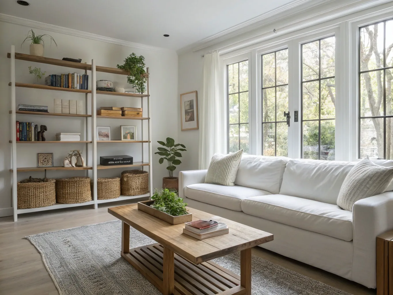 Fully organized living room with minimalist design