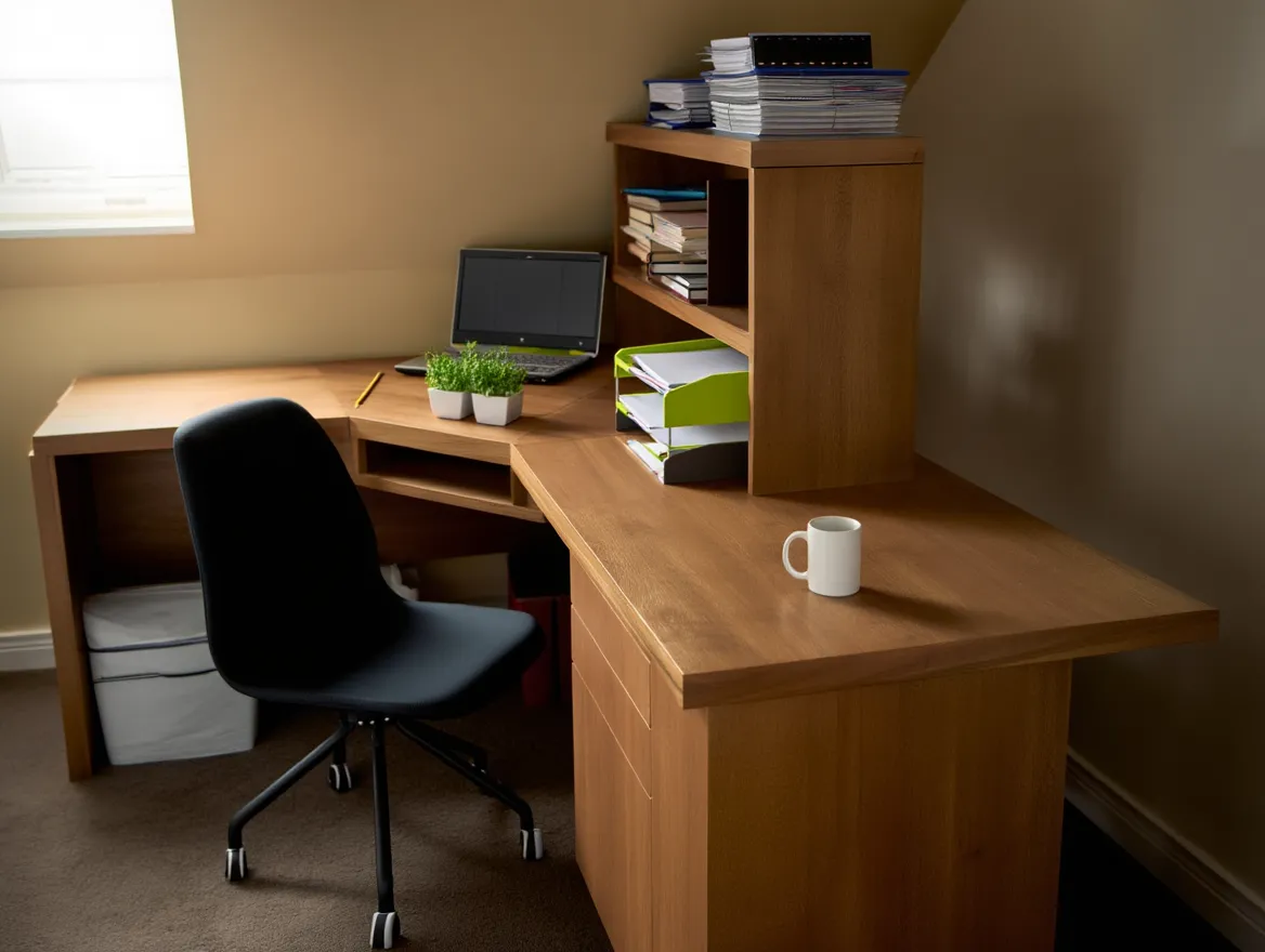 Organized home office with filing system